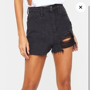 black distressed mom shorts